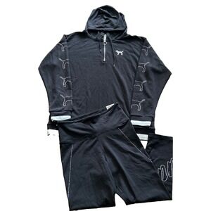 NWT VICTORIA'S SECRET Sequin Rhinestone Set Half Zip Hoodie & Leggings L Y2k